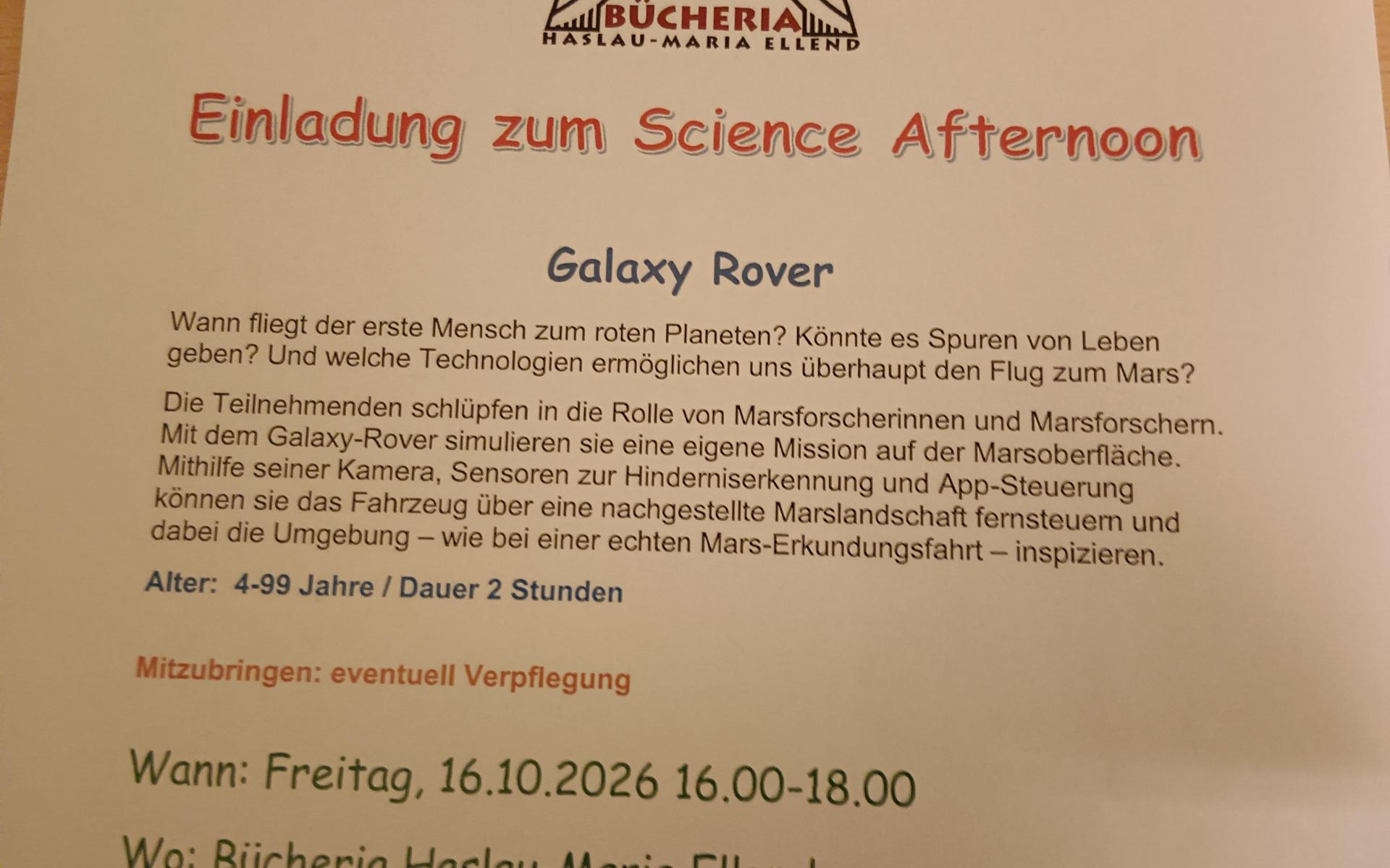 Mit dem Galaxy Rover zum Mars